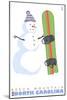 Beech Mountain, North Carolina, Snowman with Snowboard-Lantern Press-Mounted Art Print