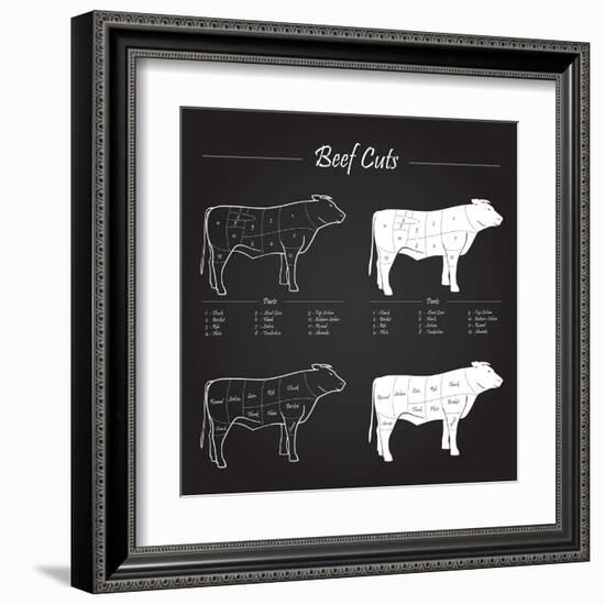 Beef Cuts - Blackboard-ONiONAstudio-Framed Art Print