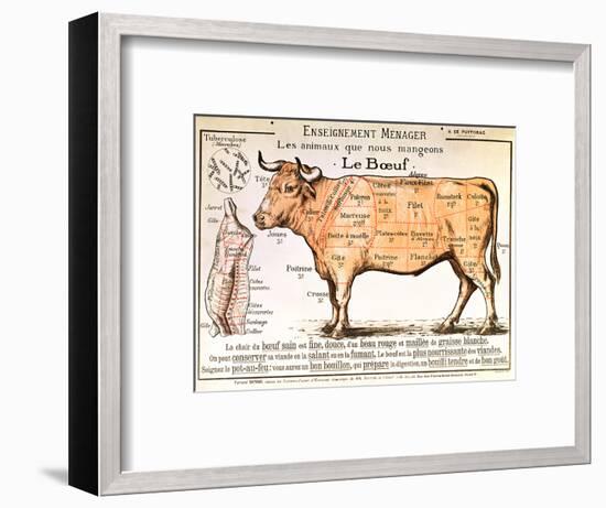 Beef: Diagram Depicting the Different Cuts of Meat-null-Framed Giclee Print