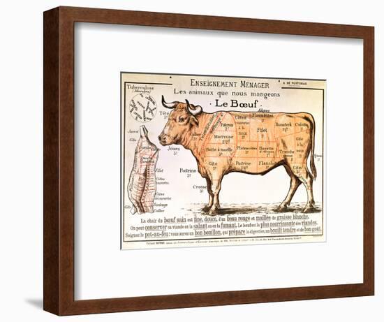 Beef: Diagram Depicting the Different Cuts of Meat-null-Framed Giclee Print