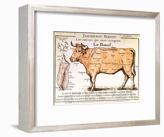 Beef: Diagram Depicting the Different Cuts of Meat-null-Framed Giclee Print