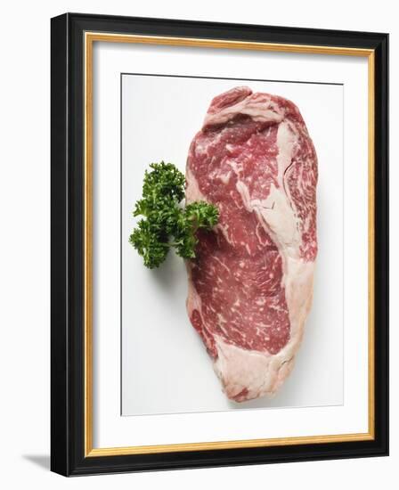 Beef Steak, Garnished with Parsley-null-Framed Photographic Print