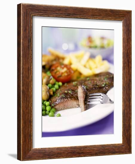 Beef Steak with Vegetables and Chips-Ian Garlick-Framed Photographic Print