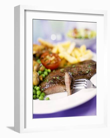 Beef Steak with Vegetables and Chips-Ian Garlick-Framed Photographic Print