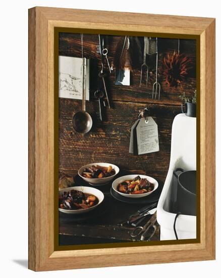 Beef Stew with Carrots and Potatoes in a Rustic Kitchen - Conde Nast Collection-null-Framed Premier Image Canvas