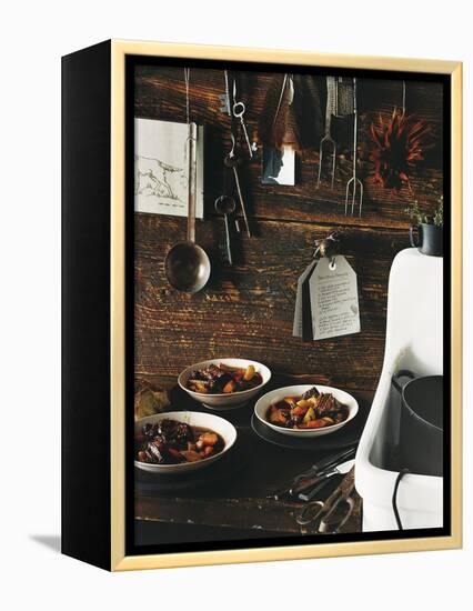 Beef Stew with Carrots and Potatoes in a Rustic Kitchen - Conde Nast Collection-null-Framed Premier Image Canvas
