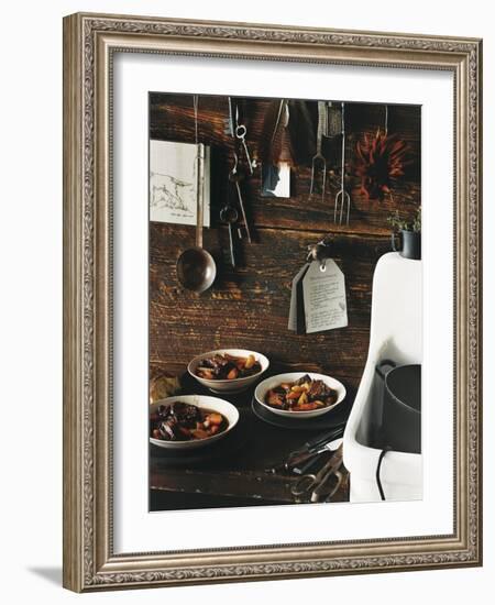 Beef Stew with Carrots and Potatoes in a Rustic Kitchen - Conde Nast Collection-null-Framed Photographic Print