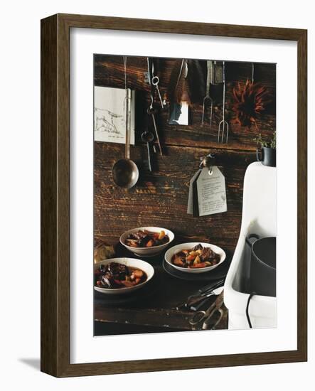 Beef Stew with Carrots and Potatoes in a Rustic Kitchen - Conde Nast Collection-null-Framed Photographic Print