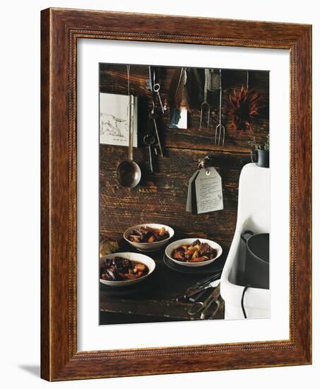 Beef Stew with Carrots and Potatoes in a Rustic Kitchen - Conde Nast Collection-null-Framed Photographic Print