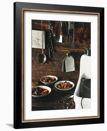 Beef Stew with Carrots and Potatoes in a Rustic Kitchen - Conde Nast Collection-null-Framed Photographic Print