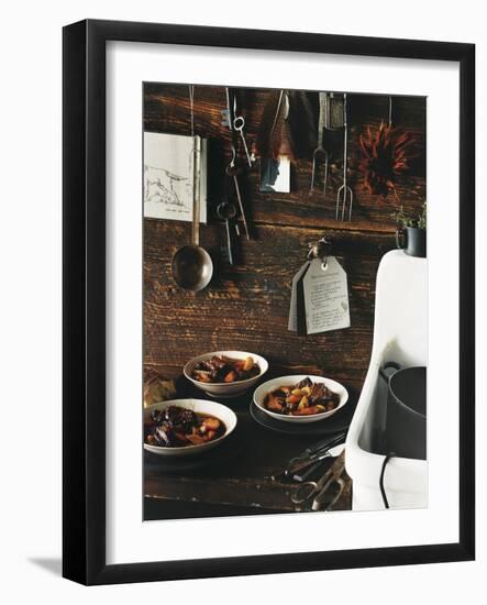 Beef Stew with Carrots and Potatoes in a Rustic Kitchen - Conde Nast Collection-null-Framed Photographic Print