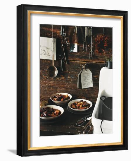 Beef Stew with Carrots and Potatoes in a Rustic Kitchen - Conde Nast Collection-null-Framed Photographic Print