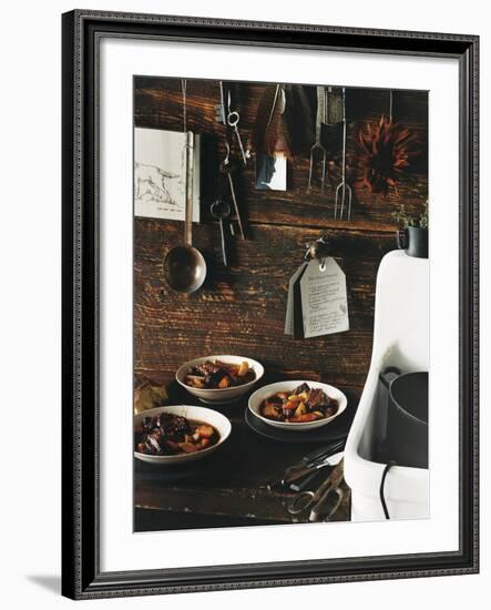 Beef Stew with Carrots and Potatoes in a Rustic Kitchen - Conde Nast Collection-null-Framed Photographic Print