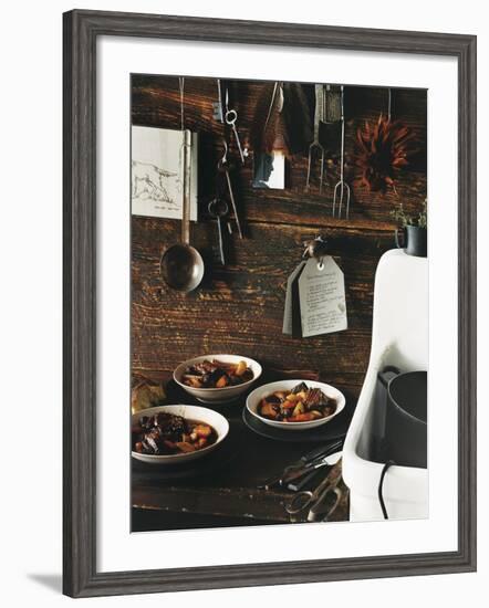 Beef Stew with Carrots and Potatoes in a Rustic Kitchen - Conde Nast Collection-null-Framed Photographic Print