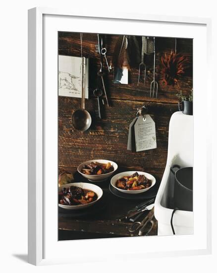 Beef Stew with Carrots and Potatoes in a Rustic Kitchen - Conde Nast Collection-null-Framed Photographic Print