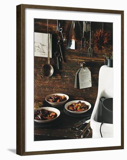 Beef Stew with Carrots and Potatoes in a Rustic Kitchen - Conde Nast Collection-null-Framed Photographic Print