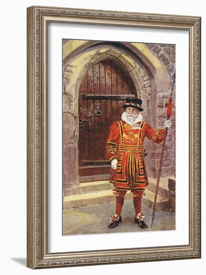 Beefeater at Tower of London, England-null-Framed Art Print