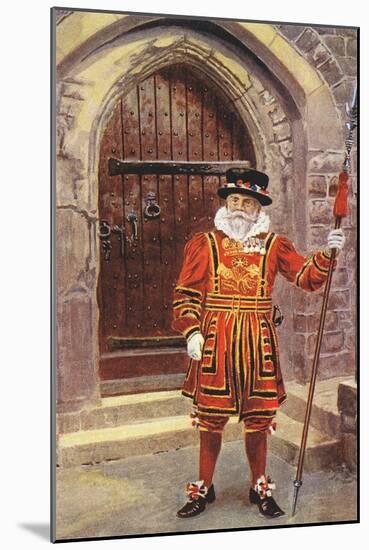 Beefeater at Tower of London, England-null-Mounted Art Print
