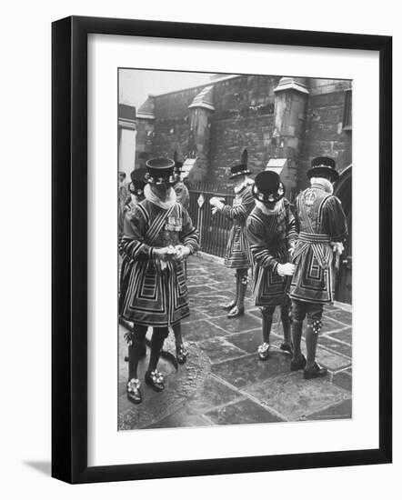 Beefeaters Guards from Tower of London at Royal Wedding-Frank Scherschel-Framed Photographic Print