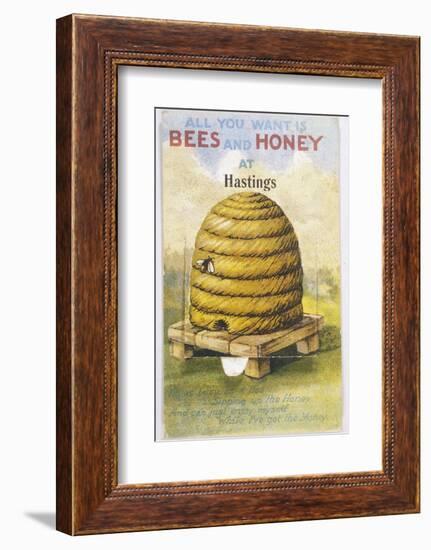 Beehive and One Bee-null-Framed Photographic Print