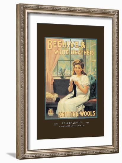 Beehive and White Heather Knitting Tools-null-Framed Art Print