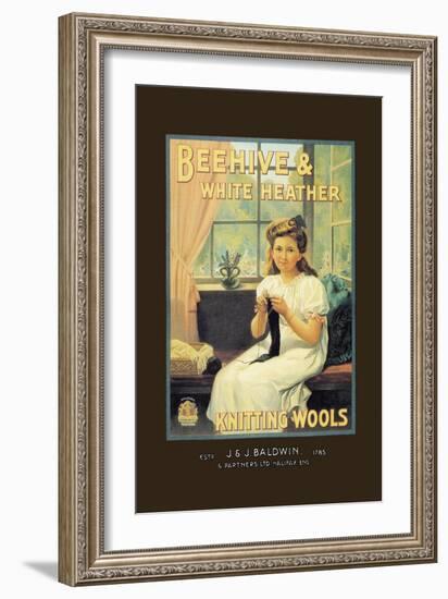 Beehive and White Heather Knitting Tools-null-Framed Art Print