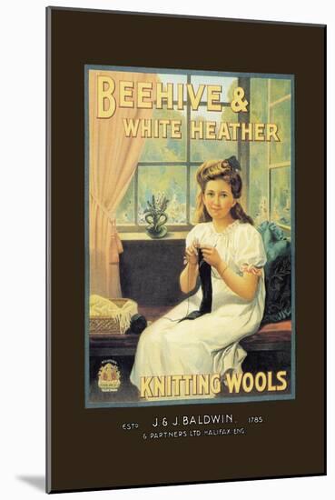 Beehive and White Heather Knitting Tools-null-Mounted Art Print
