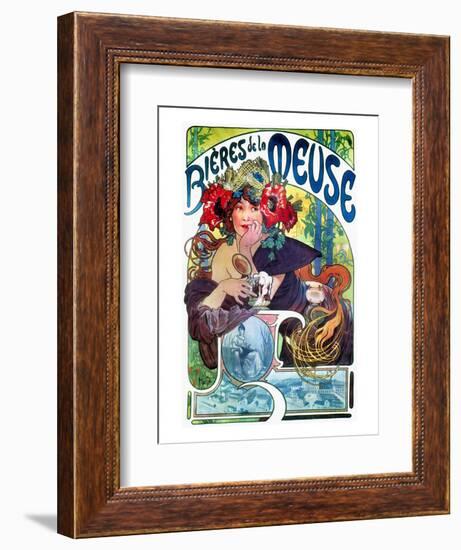 Beer Ad By Mucha, C1897-Alphonse Mucha-Framed Premium Giclee Print