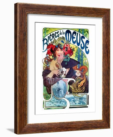 Beer Ad By Mucha, C1897-Alphonse Mucha-Framed Premium Giclee Print