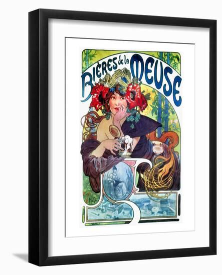 Beer Ad By Mucha, C1897-Alphonse Mucha-Framed Premium Giclee Print