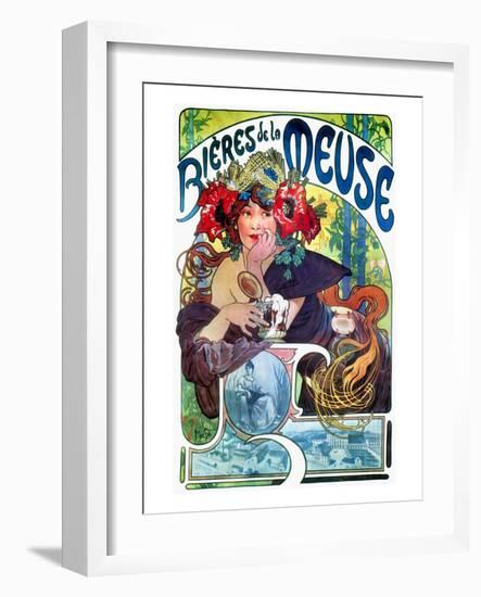 Beer Ad By Mucha, C1897-Alphonse Mucha-Framed Premium Giclee Print