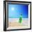 Beer Bottle on a Sandy Beach with Clear Sky and Wave, Shot with a Tilt and Shift Lens-buso23-Framed Photographic Print