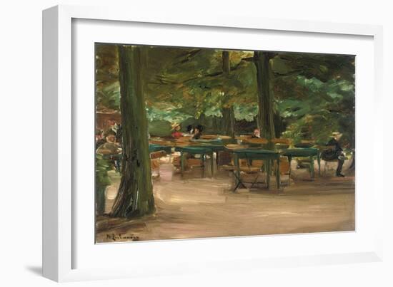 Beer Garden, 1905 (Oil on Board)-Max Liebermann-Framed Giclee Print