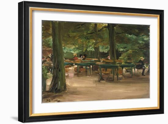 Beer Garden, 1905 (Oil on Board)-Max Liebermann-Framed Giclee Print