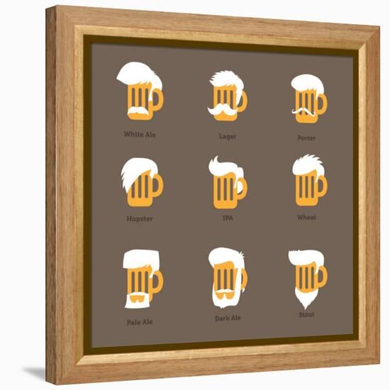 Beer Glass Hipster Character - Barflies. Beer Types Stylized Vector Illustrations.-radoma-Framed Stretched Canvas