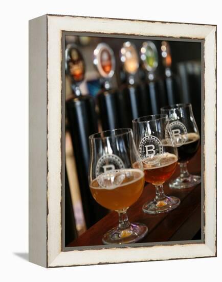 Beer Glasses at the Broggeriet Brewery in Sonderborg, Jutland, Denmark, Scandinavia, Europe-Yadid Levy-Framed Premier Image Canvas