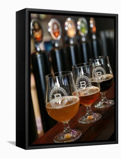 Beer Glasses at the Broggeriet Brewery in Sonderborg, Jutland, Denmark, Scandinavia, Europe-Yadid Levy-Framed Premier Image Canvas