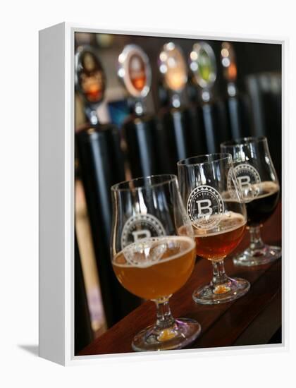 Beer Glasses at the Broggeriet Brewery in Sonderborg, Jutland, Denmark, Scandinavia, Europe-Yadid Levy-Framed Premier Image Canvas