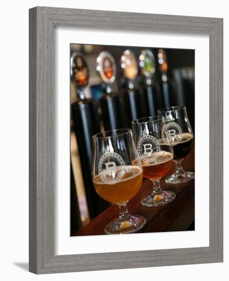 Beer Glasses at the Broggeriet Brewery in Sonderborg, Jutland, Denmark, Scandinavia, Europe-Yadid Levy-Framed Photographic Print