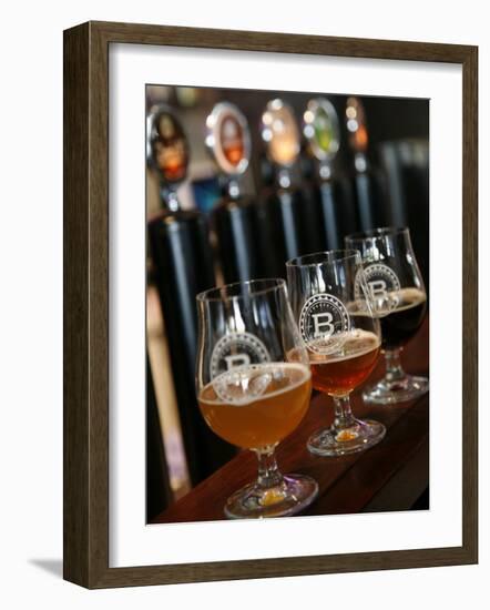 Beer Glasses at the Broggeriet Brewery in Sonderborg, Jutland, Denmark, Scandinavia, Europe-Yadid Levy-Framed Photographic Print