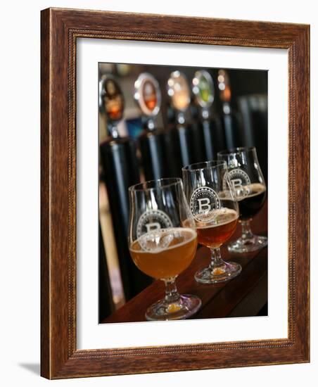 Beer Glasses at the Broggeriet Brewery in Sonderborg, Jutland, Denmark, Scandinavia, Europe-Yadid Levy-Framed Photographic Print