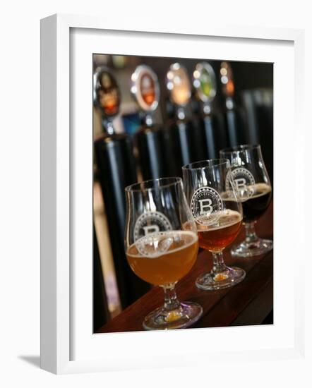 Beer Glasses at the Broggeriet Brewery in Sonderborg, Jutland, Denmark, Scandinavia, Europe-Yadid Levy-Framed Photographic Print