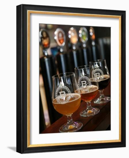 Beer Glasses at the Broggeriet Brewery in Sonderborg, Jutland, Denmark, Scandinavia, Europe-Yadid Levy-Framed Photographic Print