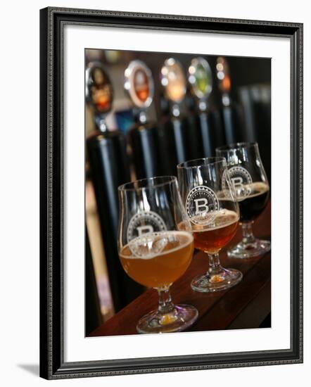 Beer Glasses at the Broggeriet Brewery in Sonderborg, Jutland, Denmark, Scandinavia, Europe-Yadid Levy-Framed Photographic Print