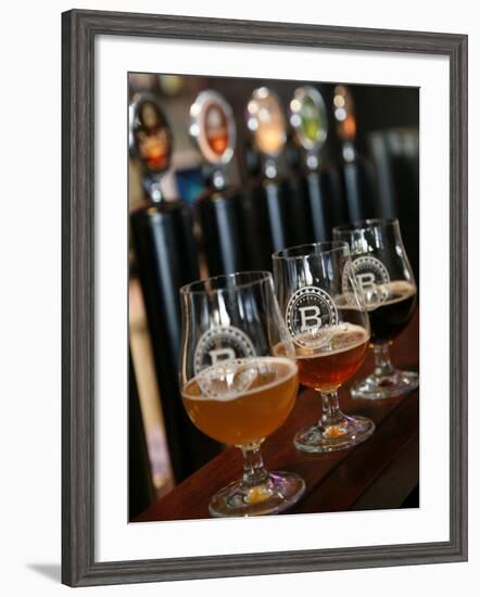 Beer Glasses at the Broggeriet Brewery in Sonderborg, Jutland, Denmark, Scandinavia, Europe-Yadid Levy-Framed Photographic Print