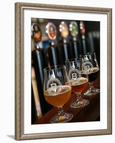 Beer Glasses at the Broggeriet Brewery in Sonderborg, Jutland, Denmark, Scandinavia, Europe-Yadid Levy-Framed Photographic Print