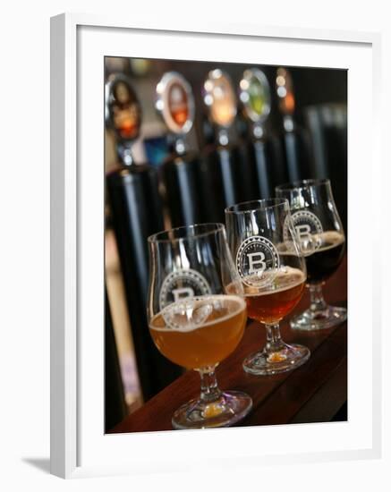 Beer Glasses at the Broggeriet Brewery in Sonderborg, Jutland, Denmark, Scandinavia, Europe-Yadid Levy-Framed Photographic Print