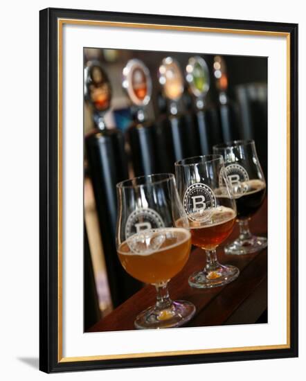 Beer Glasses at the Broggeriet Brewery in Sonderborg, Jutland, Denmark, Scandinavia, Europe-Yadid Levy-Framed Photographic Print