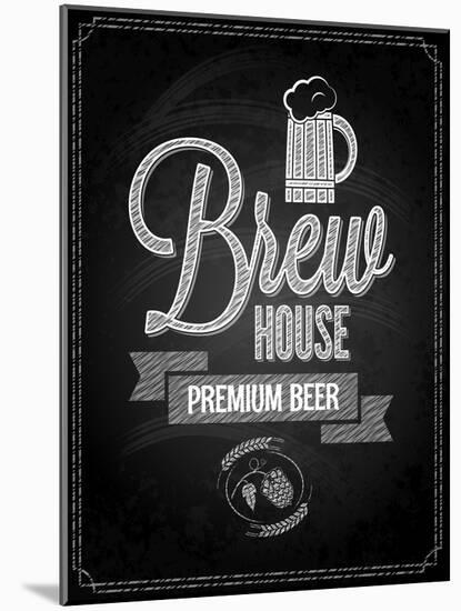 Beer Menu Design House Chalkboard Background-Pushkarevskyy-Mounted Art Print