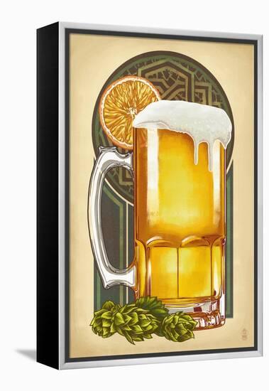 Beer Mug and Orange-Lantern Press-Framed Stretched Canvas